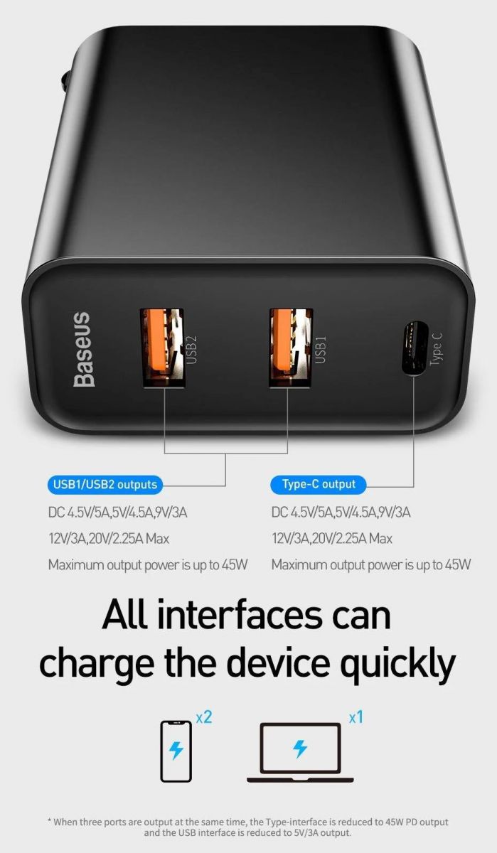 Củ sạc nhanh Baseus Speed PPS Quick Charger 60W Dual USB + Type C