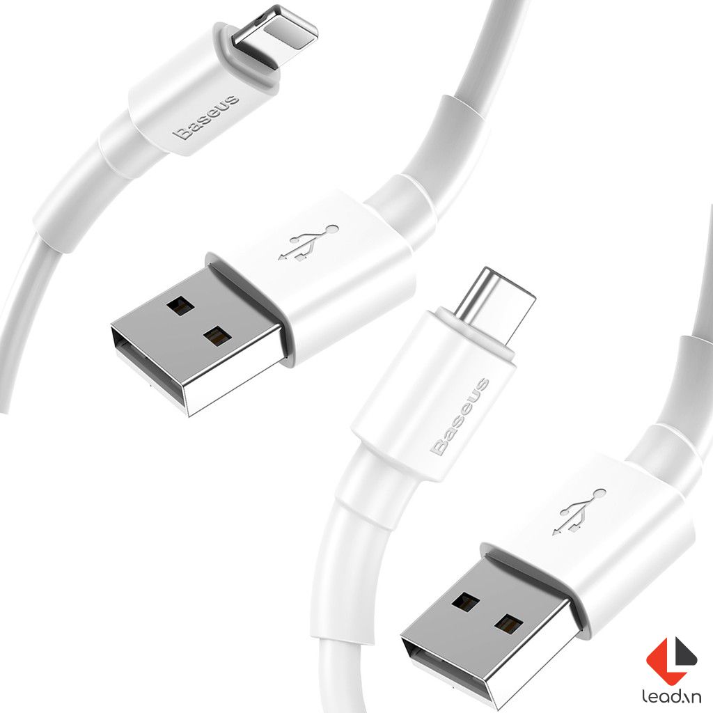 Cáp sạc Baseus Mini White Cable USB to Lightning, Type C, Micro 2.4A